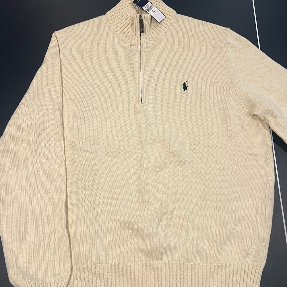 Ralph Lauren Cream Zip-Up Sweater for Men